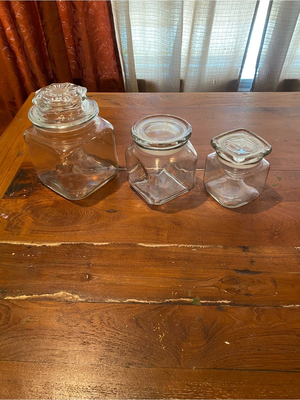 Set  of 3 Apothecary Jars with Lids- no label